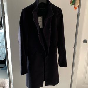 Zara basic black velvet coat